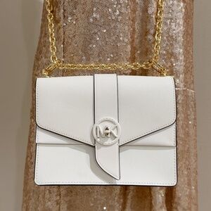 Michael Kors Greenwich Small Saffiano Leather Convertible Crossbody Bag in white